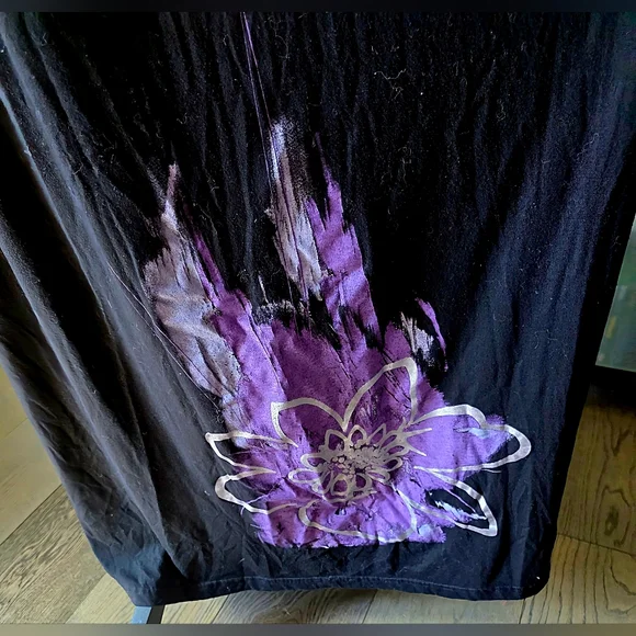 Women's Plus Size 3X V Neck Black Maxi Dress with Purple Flower Accent Halter - Picture 3 of 7